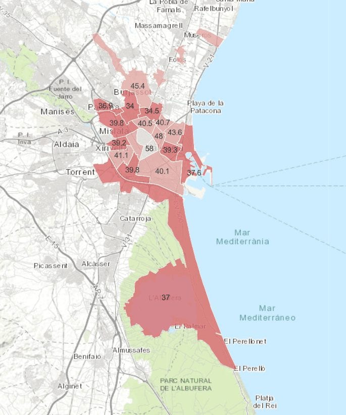 Mapa distritos Valencia