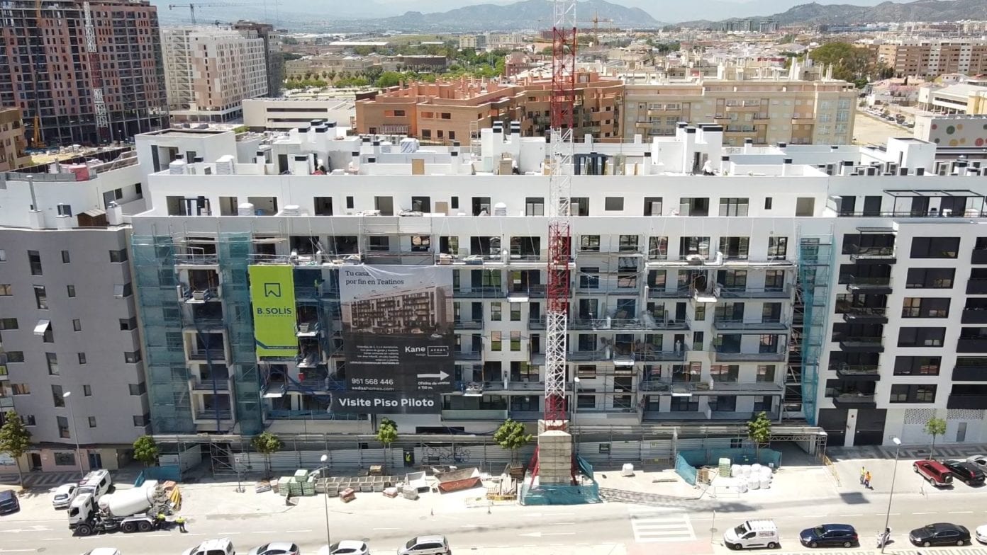 La promocion Kane de AEDAS Homes en Malaga en construccion.