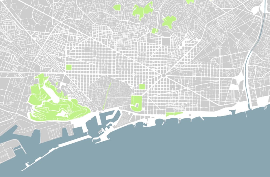 Mapa vectorial distrito 22@ Barcelona fuente shutterstock
