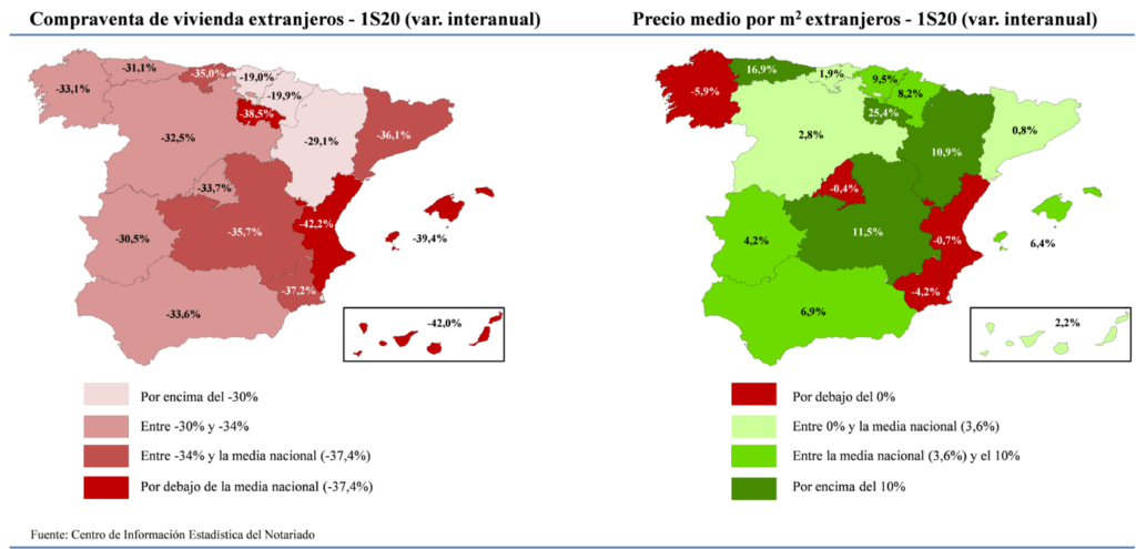 mapa precio vivienda extranjeros espana fuente notarios