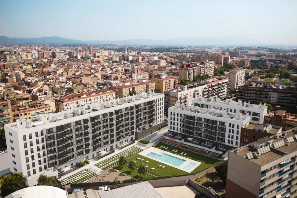 Imagen aerea de la promocion Giotto de AEDAS Homes en Barbera del Valles Barcelona.